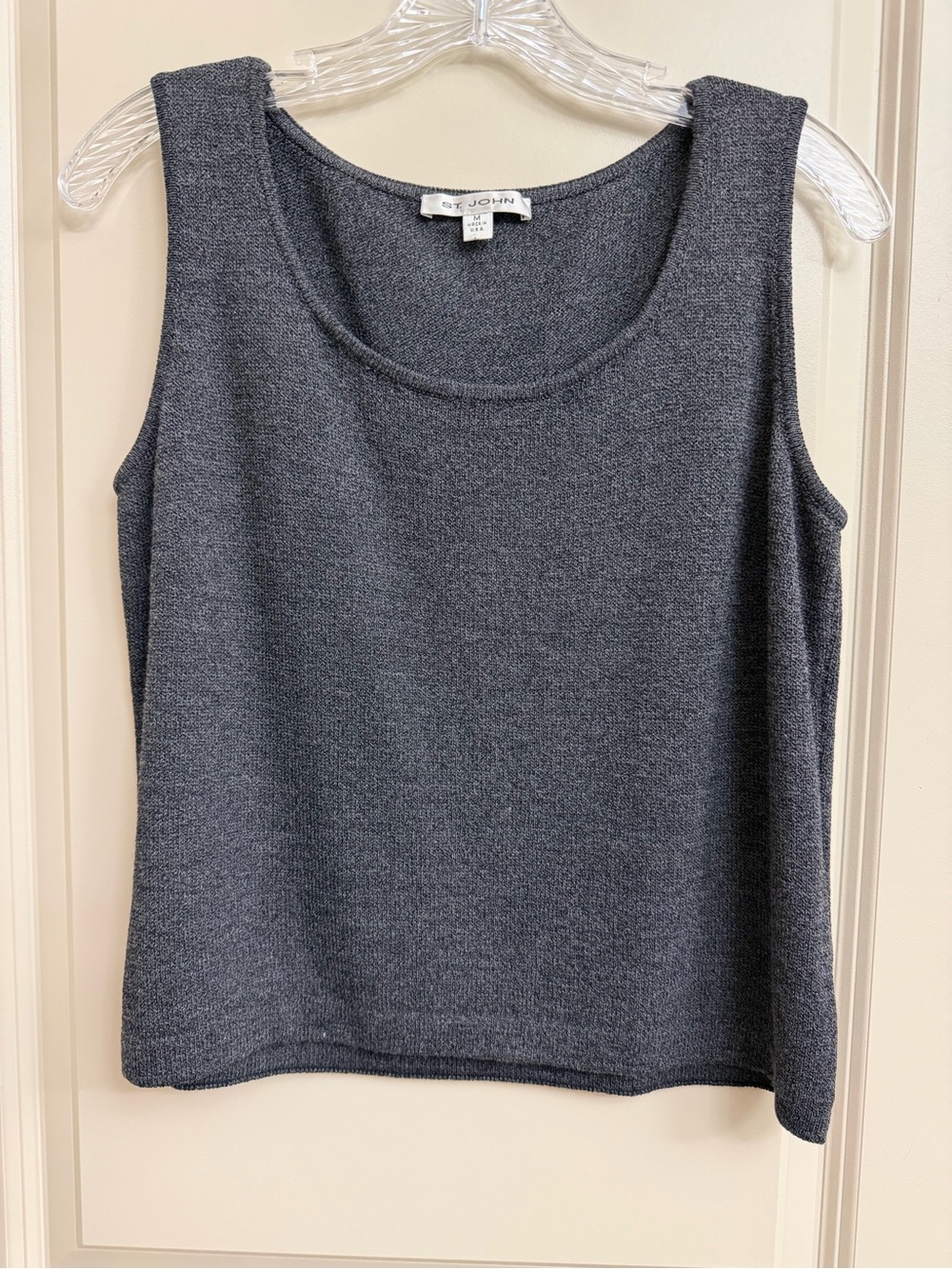 St. John Grey Scoop Neck Knit Tank